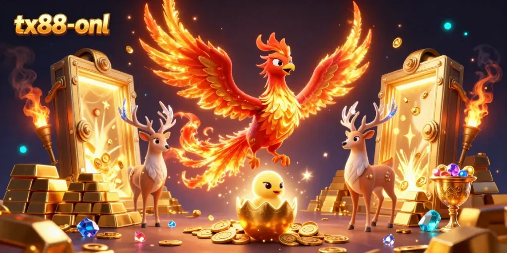 Experience exciting betting at tx88-onl with vibrant phoenix characters and dazzling treasures.