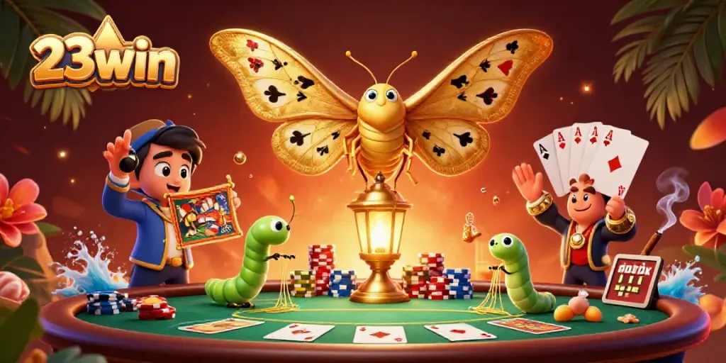 Experience thrilling betting with 23win, featuring vibrant casino scenes and unique game elements.