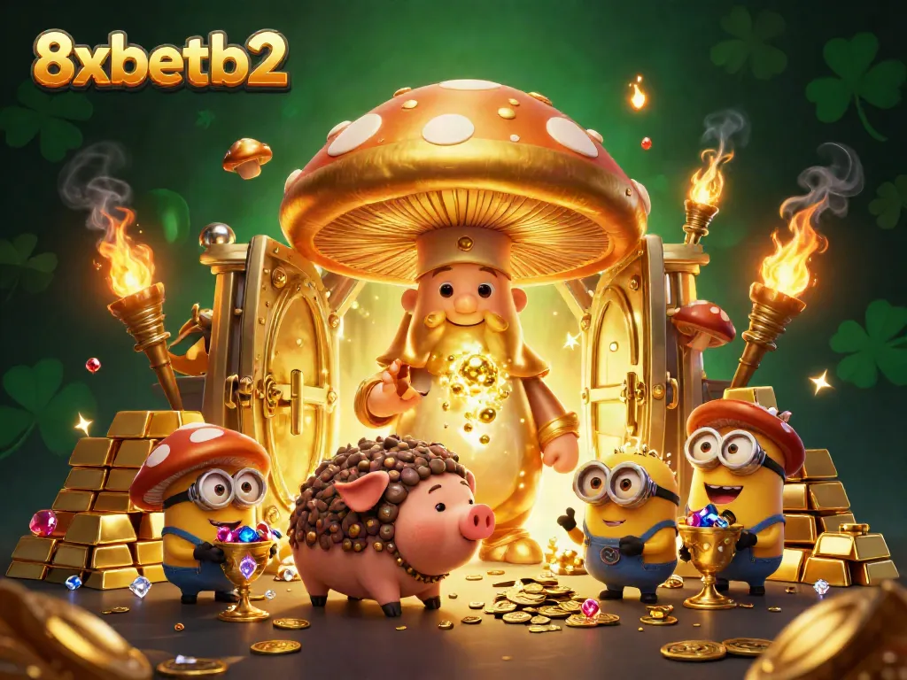 Experience the magic of 8xbetb2 with a golden mushroom wizard and treasure galore!