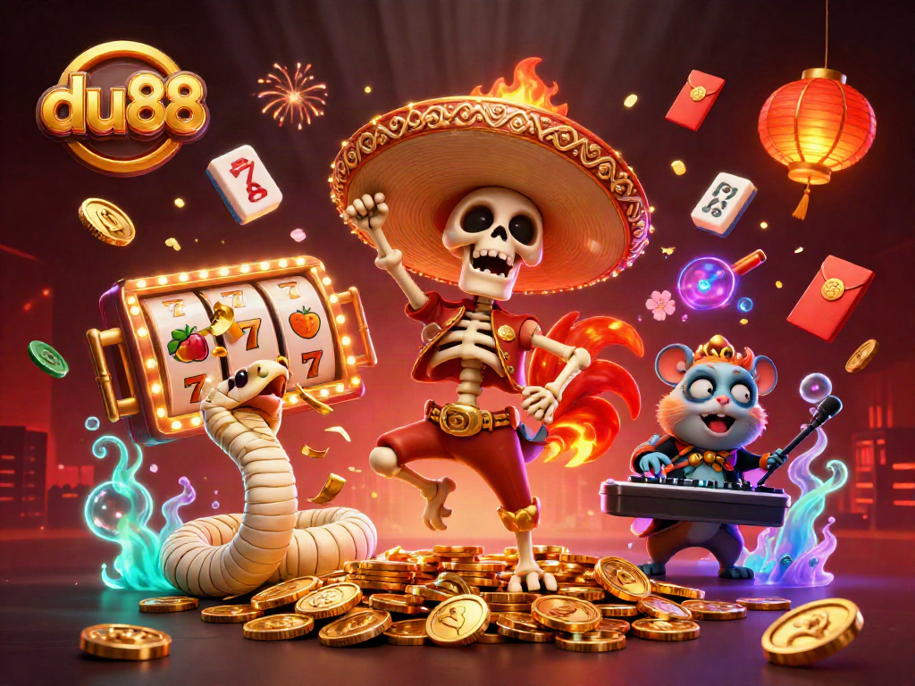Experience du88’s thrilling slot games with vibrant characters and dynamic visuals.