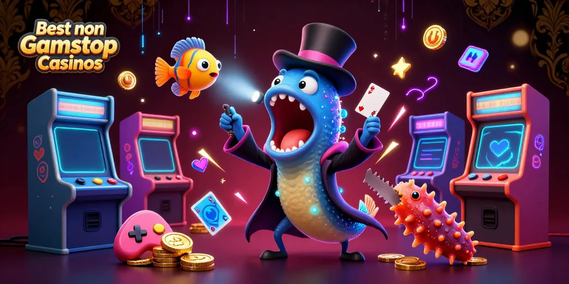 Experience the excitement of the Best non Gamstop Casinos with vibrant characters and gaming elements in a magical underwater scene.
