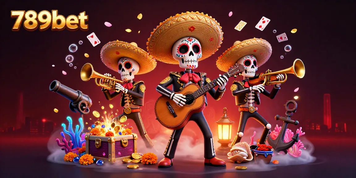 Play vibrant games at 789bet amidst a festive mariachi scene featuring colorful characters and rich decorations.