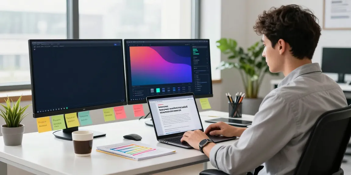 Marketing specialist optimizing content for instant indexing in a modern office setting.