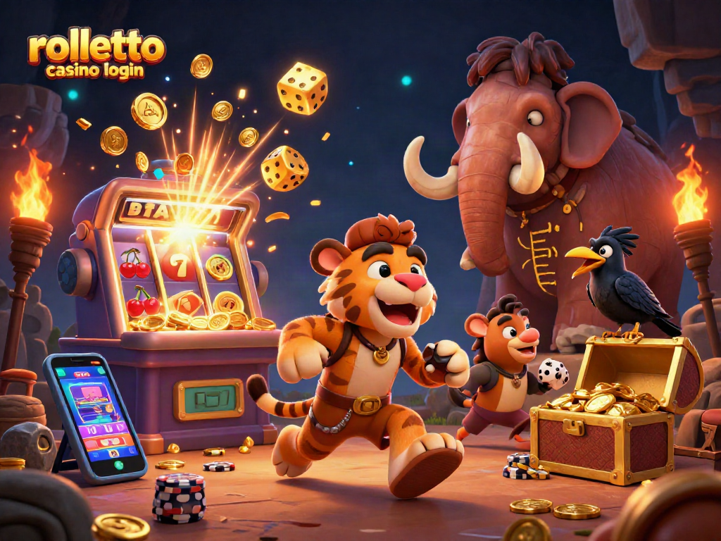 Experience excitement at Rolletto Casino login with classic gaming elements and vibrant winning scenes.