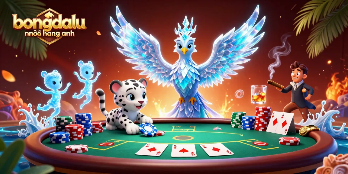 View the dynamic action of bongdalu ngoại hạng anh with an ice phoenix, poker chip, and glowing sprites.