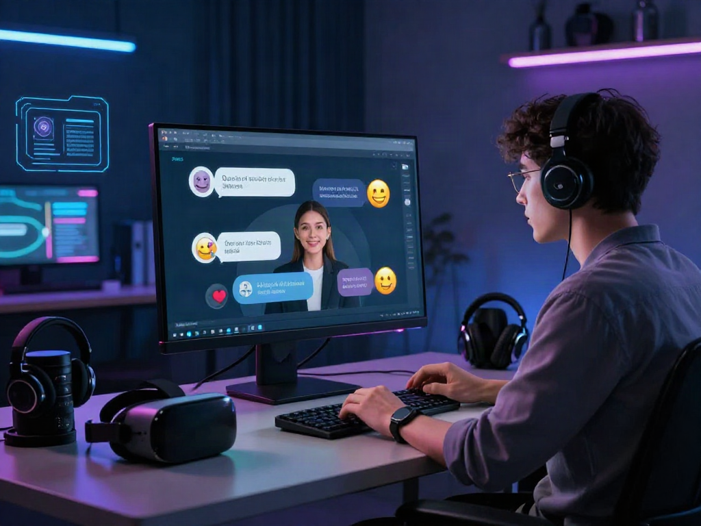 Engaging nsfw ai chat interface showcasing vibrant conversation elements and modern tech setup.