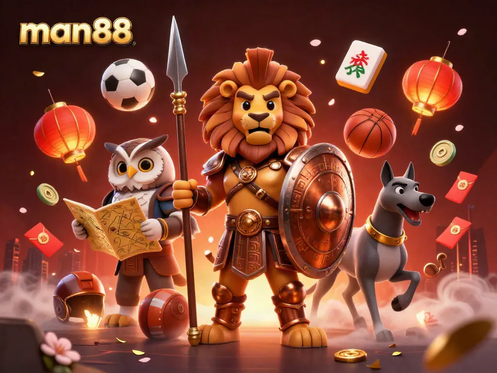 Experience the thrill of sports betting with man88, featuring vibrant characters and dynamic gaming elements.