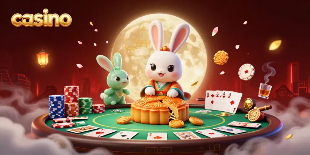 Experience the vibrant casino-themed illustration featuring lively characters in an energetic lunar poker scene.