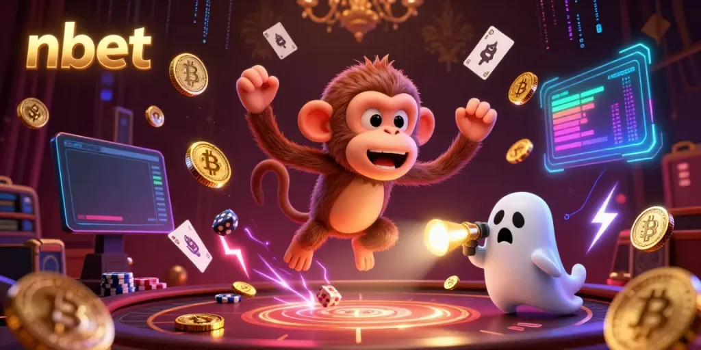Engage with the exhilarating nbet experience as a poltergeist monkey juggles treasures in a haunted casino.