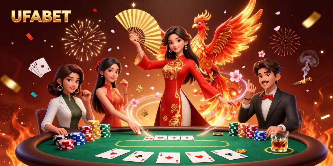 Experience the excitement of UFABET gaming with vibrant colors and dynamic casino elements.