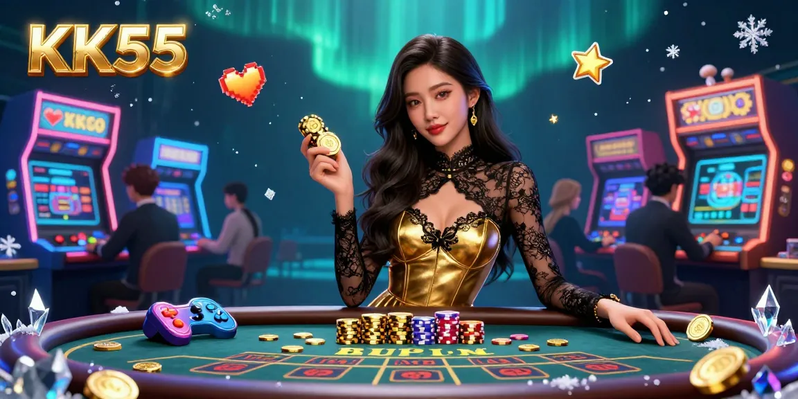 Experience the thrill of KK55 with vibrant baccarat action and stunning game elements.