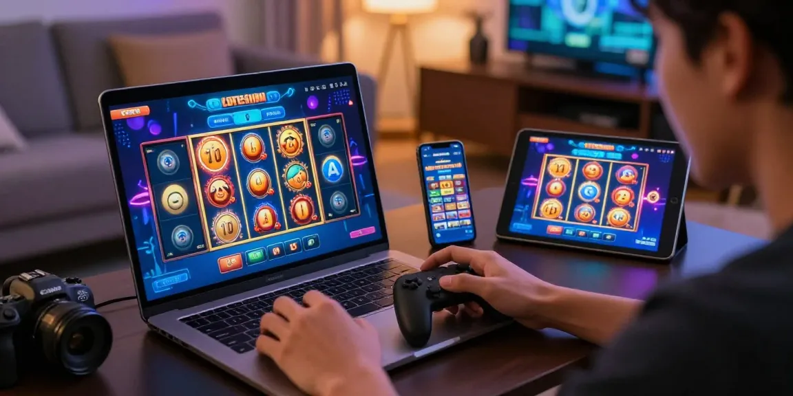 situs slot deposit 10 ribu excitement with vibrant gaming interface and player.