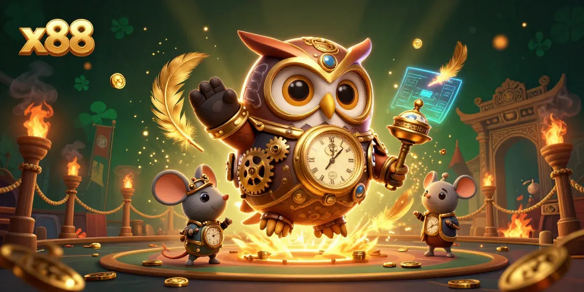 x88 players enjoy thrilling action at a dynamic steampunk casino with swirling golden feathers and vibrant betting tokens.