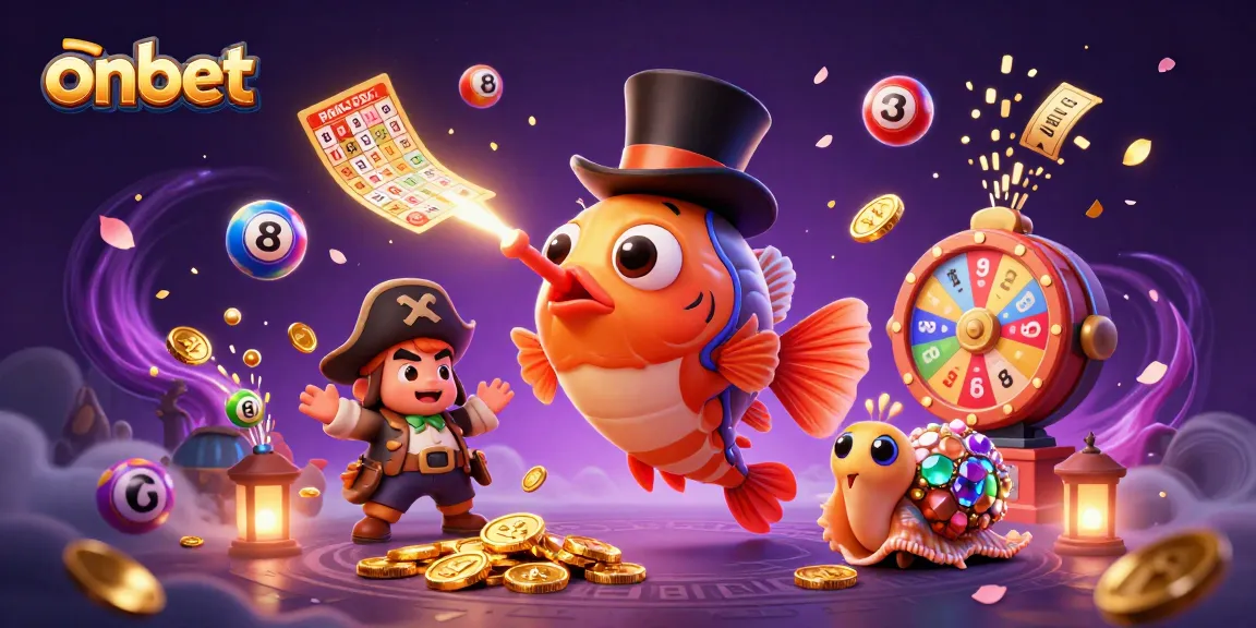 Engage with onbet's exciting gameplay featuring a glowing anglerfish and vibrant prizes.
