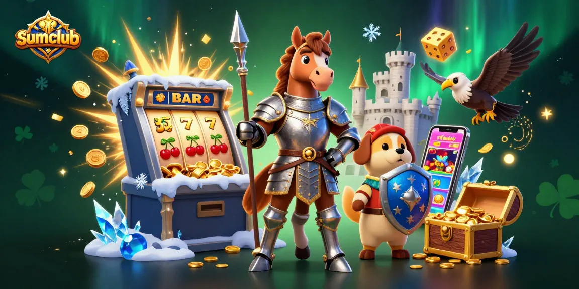 Experience thrilling jackpots at sumclub with dynamic casino illustrations featuring vibrant game symbols.