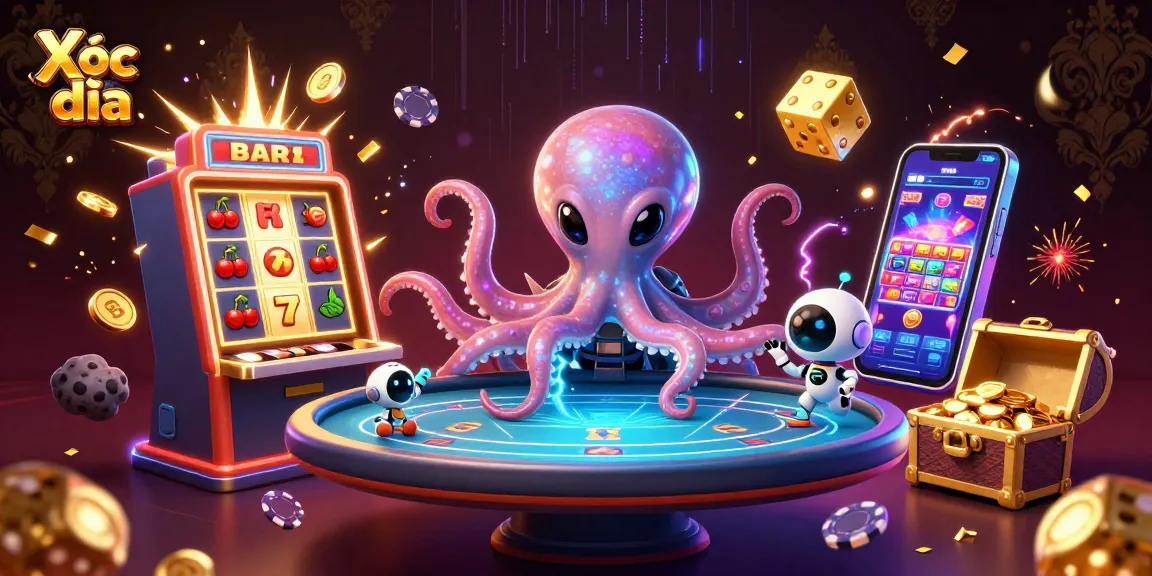 Xóc đĩa with vibrant 3D characters engaging in a thrilling poker game at an alien casino.