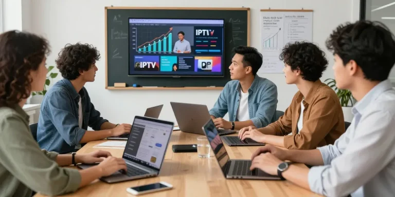 IPTV reseller team discussing strategies in a trusted business atmosphere.
