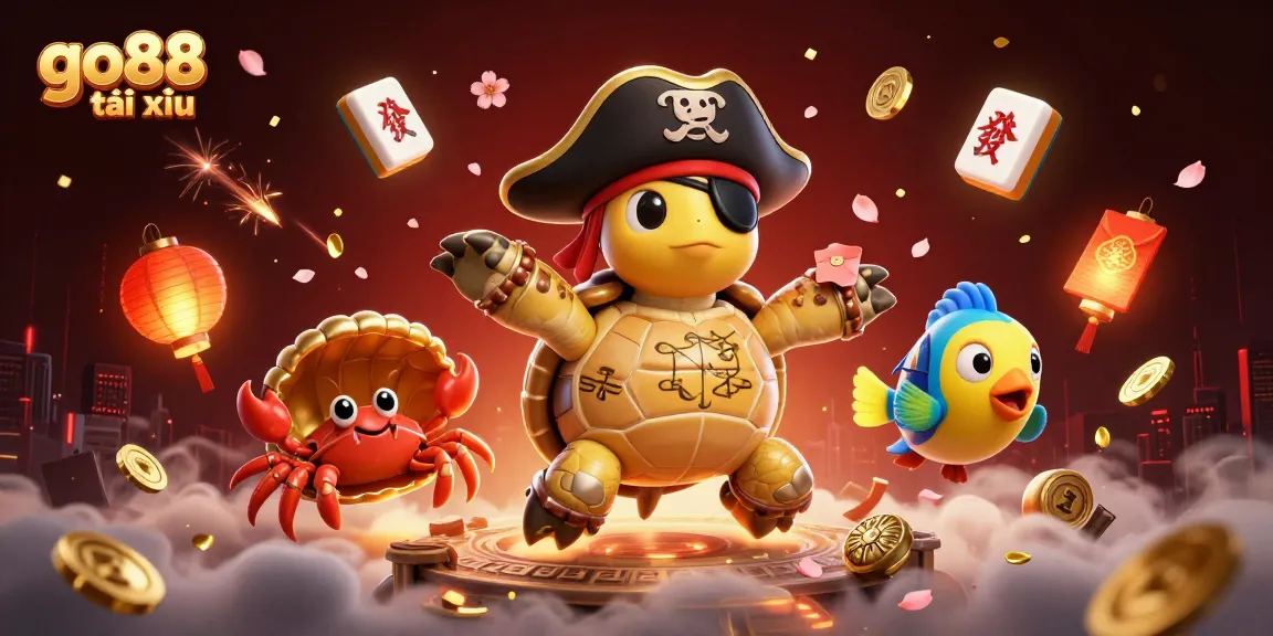 Experience thrilling gameplay at go88 tài xỉu with pirate-themed 3D illustration full of vibrant casino elements.