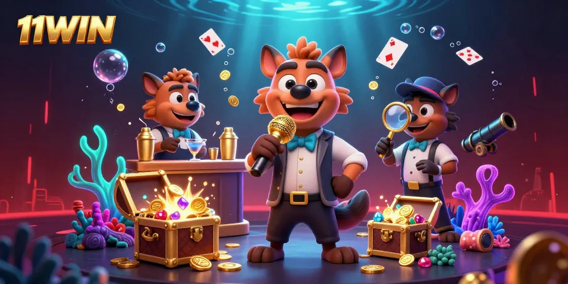Experience the 11WIN comedy casino with hyenas, showcasing vibrant gaming excitement.