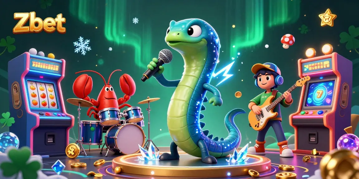 Zbet showcases thrilling underwater casino vibes with an electric eel DJ and colorful gaming elements.