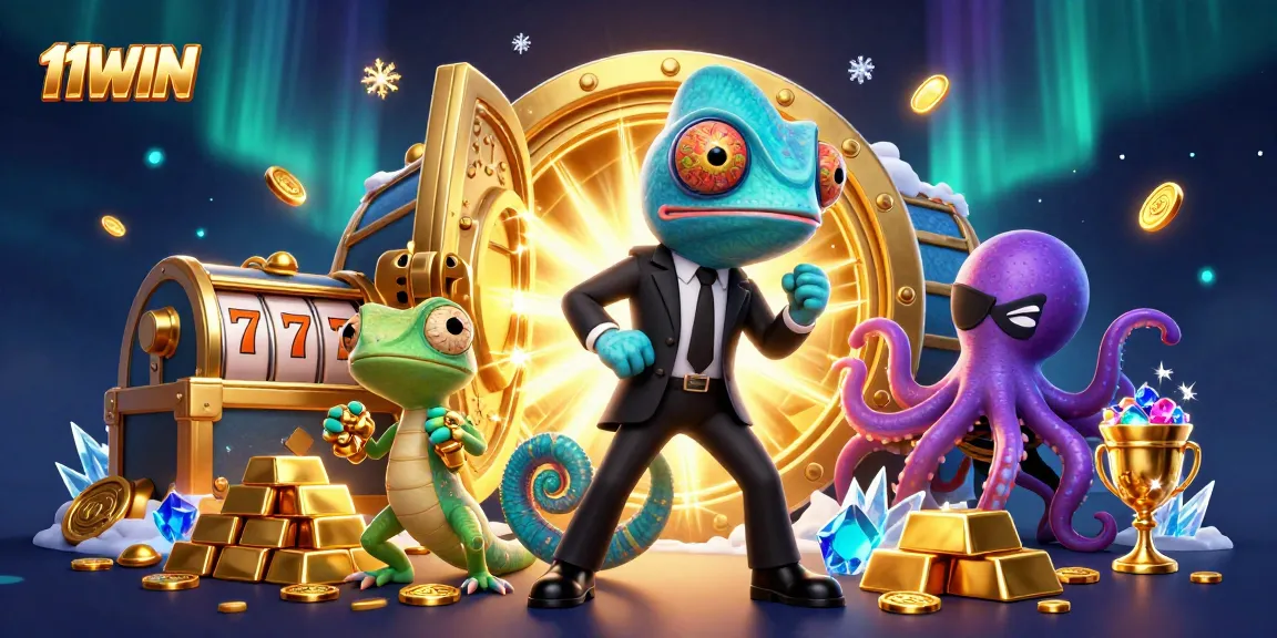 Experience thrilling gameplay at 11WIN, where a secret agent chameleon embarks on a slot adventure!