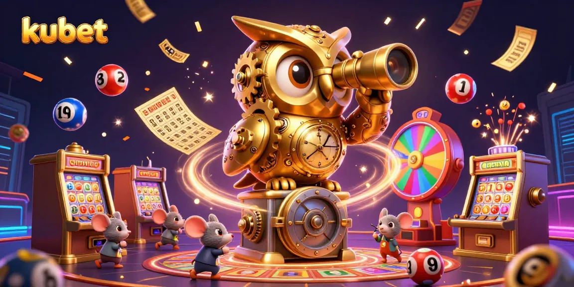 kubet enhances the casino experience, showcasing a glowing golden owl overseeing thrilling games.