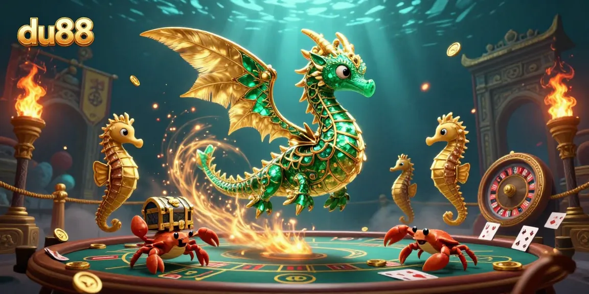 Experience du88's underwater casino adventure featuring vibrant sea creatures and thrilling game elements.