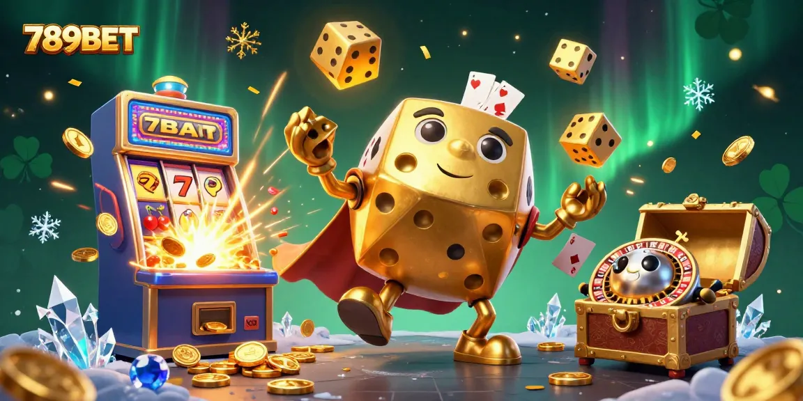 Engage with 789BET's thrilling casino world featuring vibrant golden dice and a jackpot explosion.