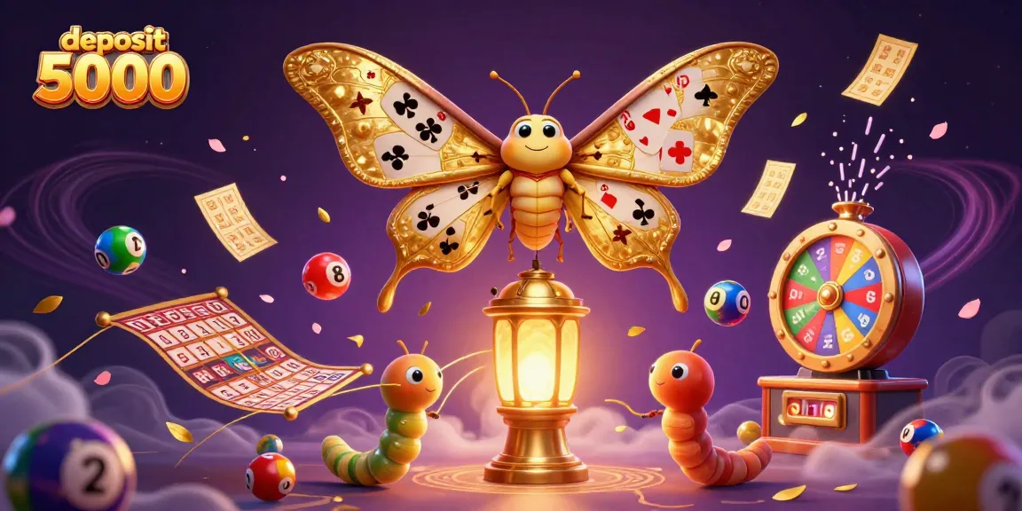 Experience exhilarating gameplay with deposit 5000 on vibrant casino-themed illustration showcasing golden moth and colorful elements.